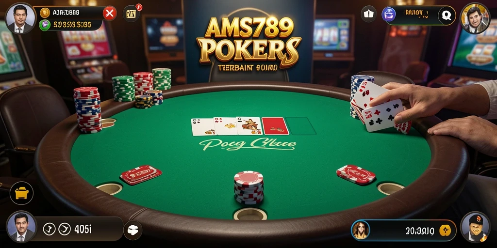 Tampilan gameplay poker yang seru dan menegangkan di AMS789.