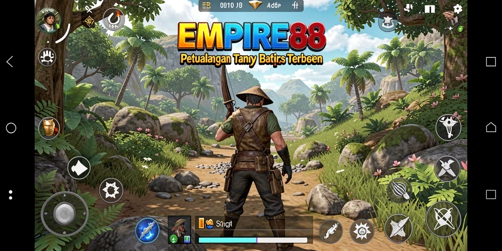 Screenshot gameplay EMPIRE88 menampilkan petualangan di dunia terbuka yang luas.