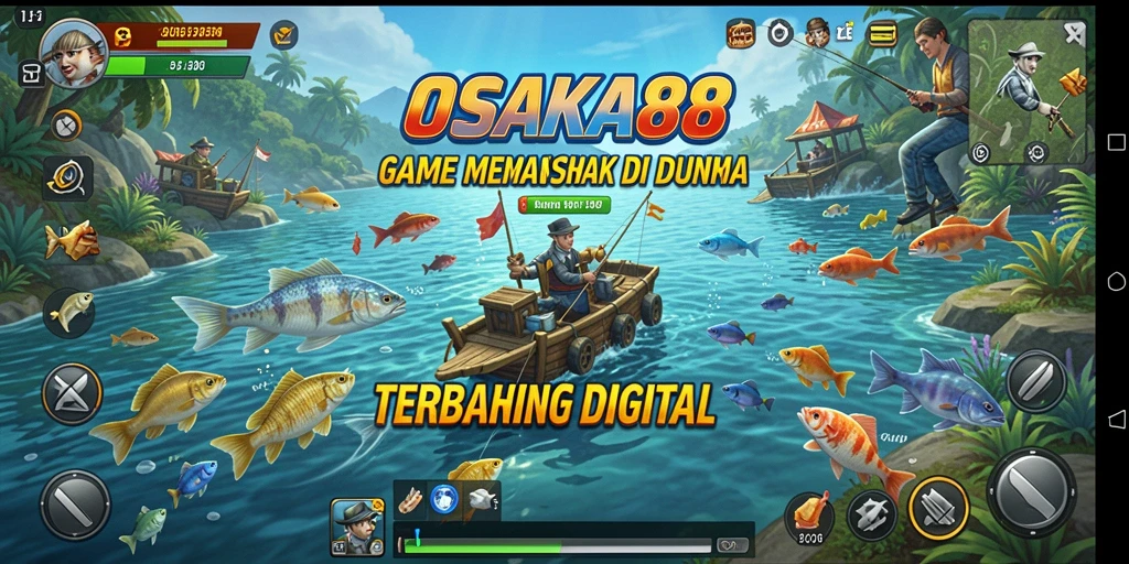 Tampilan gameplay OSAKA88 yang seru saat memancing ikan besar.