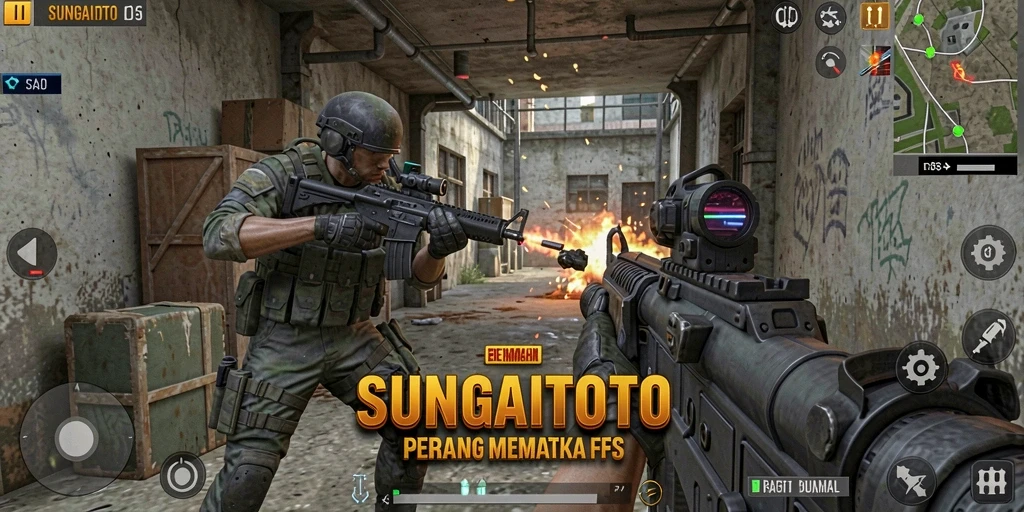 Tampilan gameplay menarik SUNGAITOTO dalam aksi FPS.