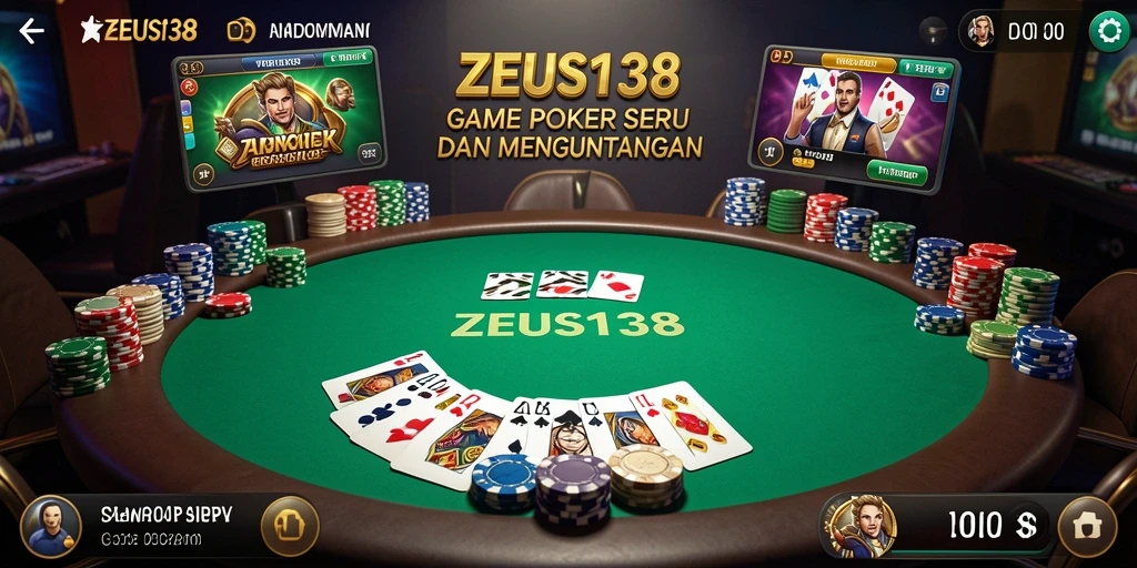 Tampilan gameplay seru dari ZEUS138 saat bermain Poker.